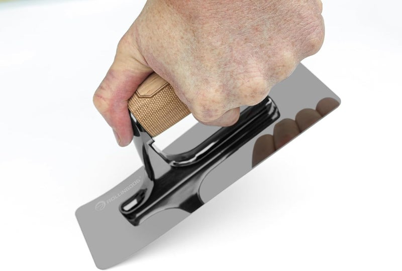 Rolling Dog Venetian Plaster Trowel 200x75mm - Mirror Polished 420 Stainless Steel Blade, Ergonomic Beech Handle for Decorative Finish and Polish - Image 4